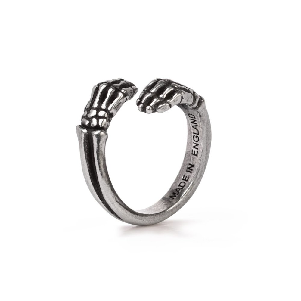 Alchemy Gothic Last Embrace Wrap Ring Fine English Pewter Skeleton Hands 3 Sizes - Picture 6 of 6